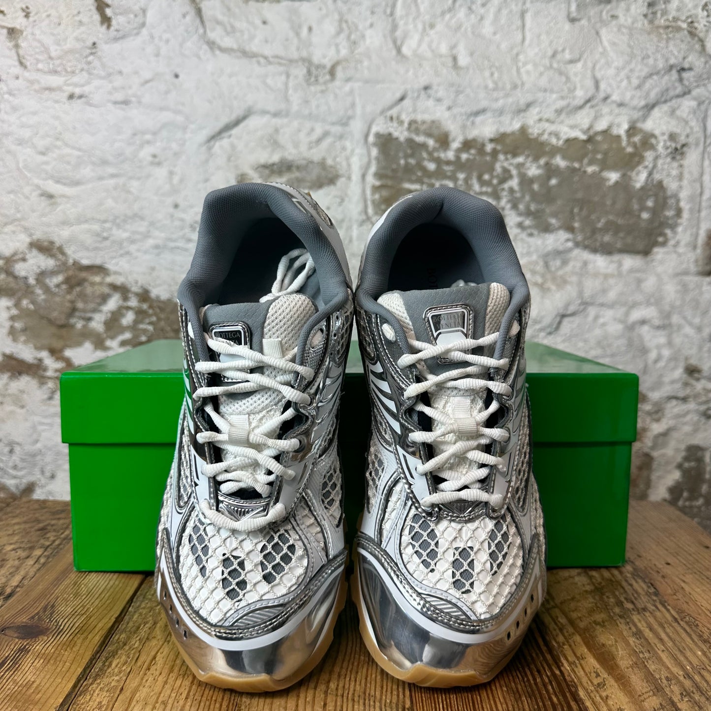Bottega Veneta Silver White Orbit Sneaker Sz 10 (43)