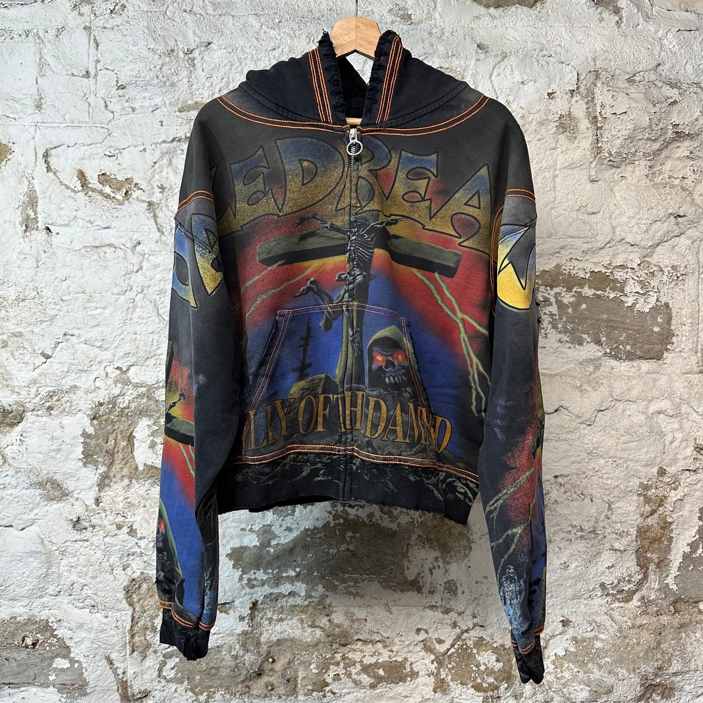 Vale Damned Big Zip Up Black Hoodie