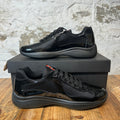 Prada Americas Cup Triple Black Patent Sneaker Sz 10 DS