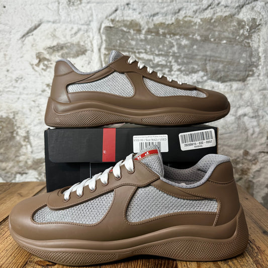 Prada Americas Cup Brown Rubber Grey Sneaker Sz 9 (42)