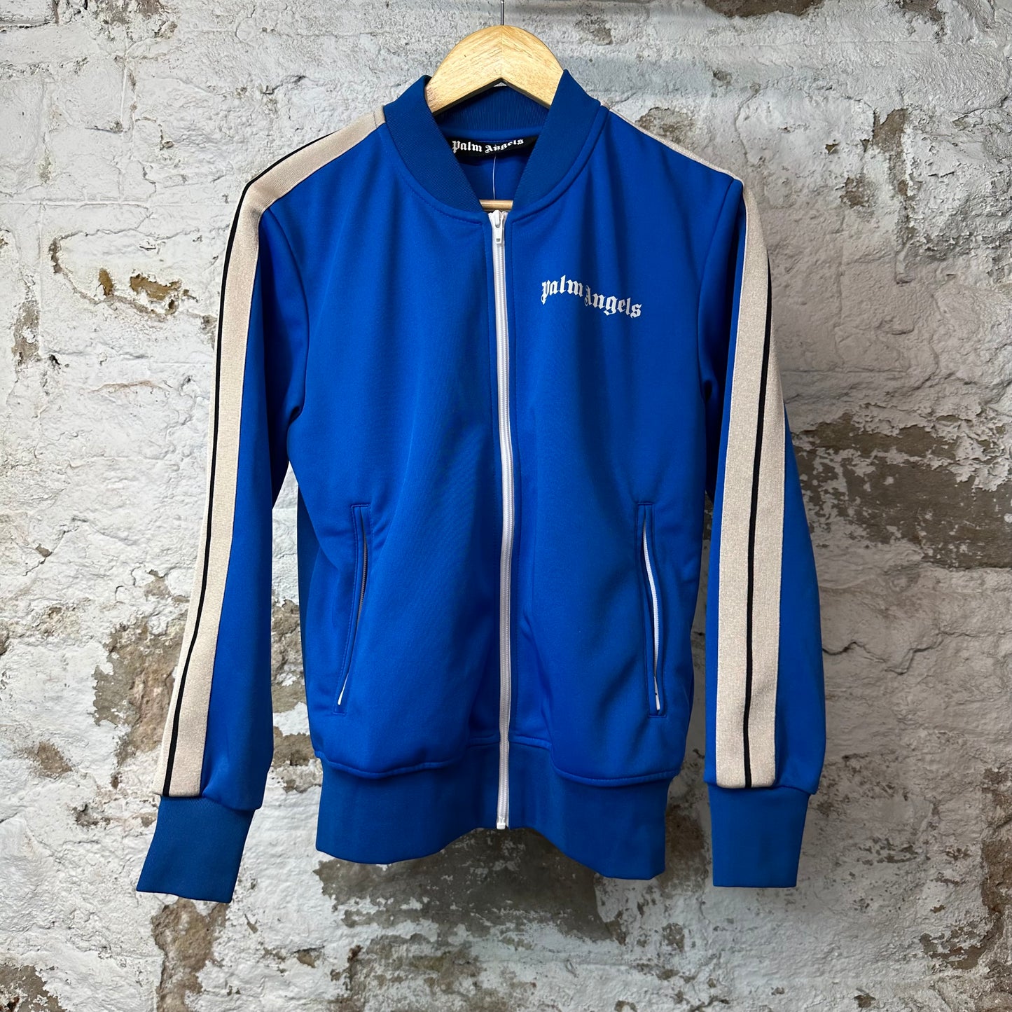 Palm Anges Beige Blue Track Jacket Sz S