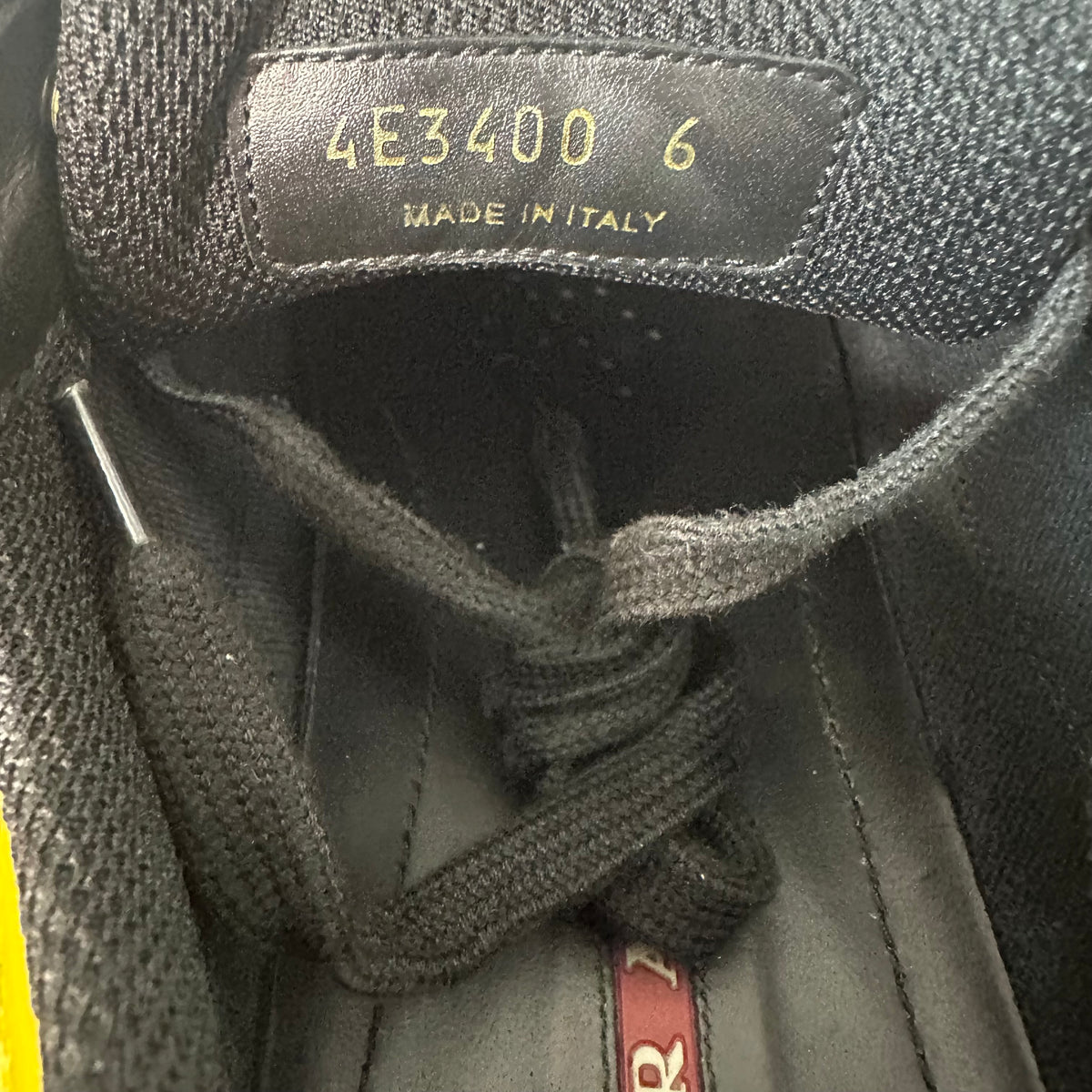 Prada Americas Cup Yellow Patent Black Sneaker Sz 6