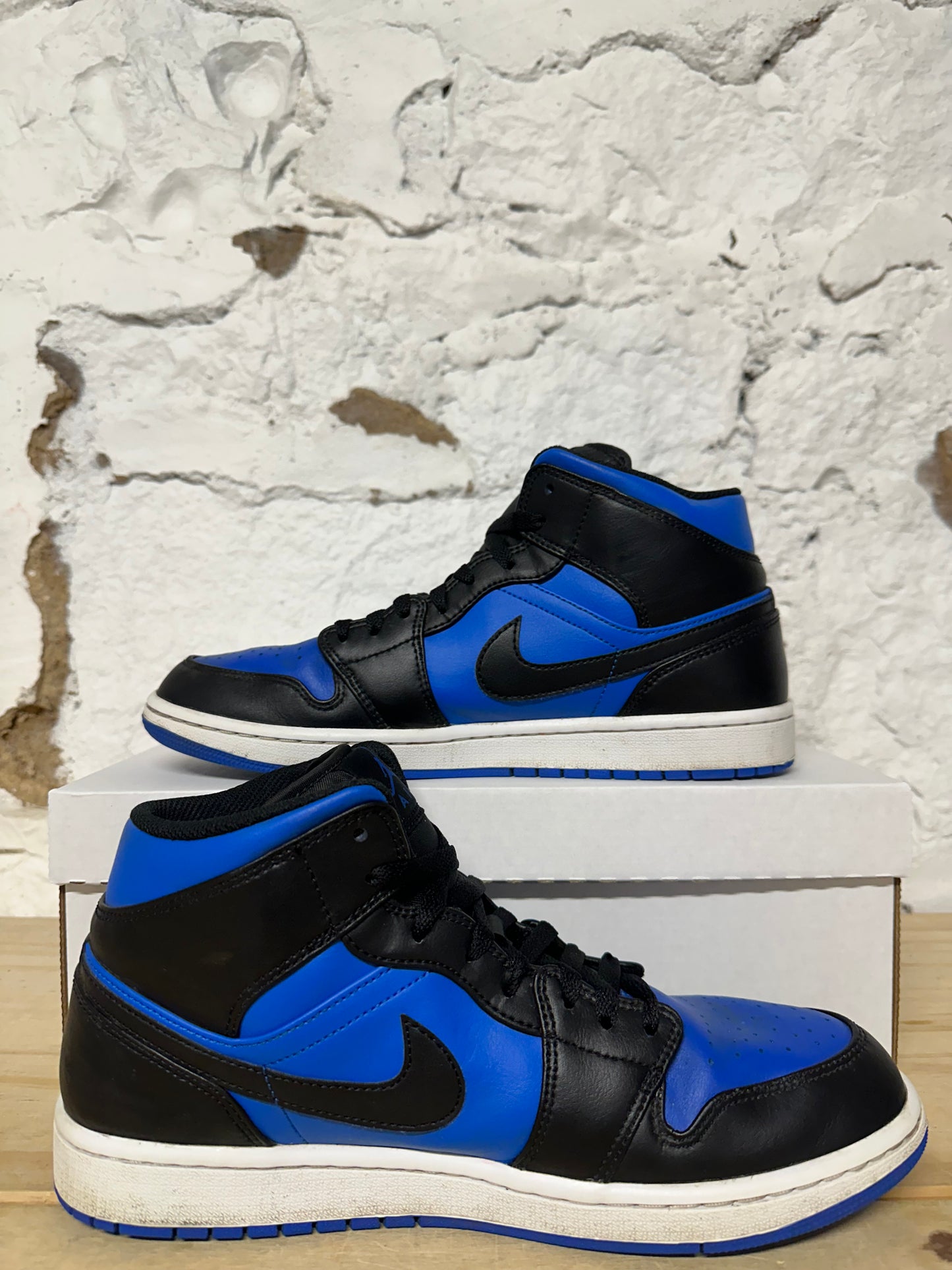 Air Jordan 1 Mid Black Royal Blue Sz 10