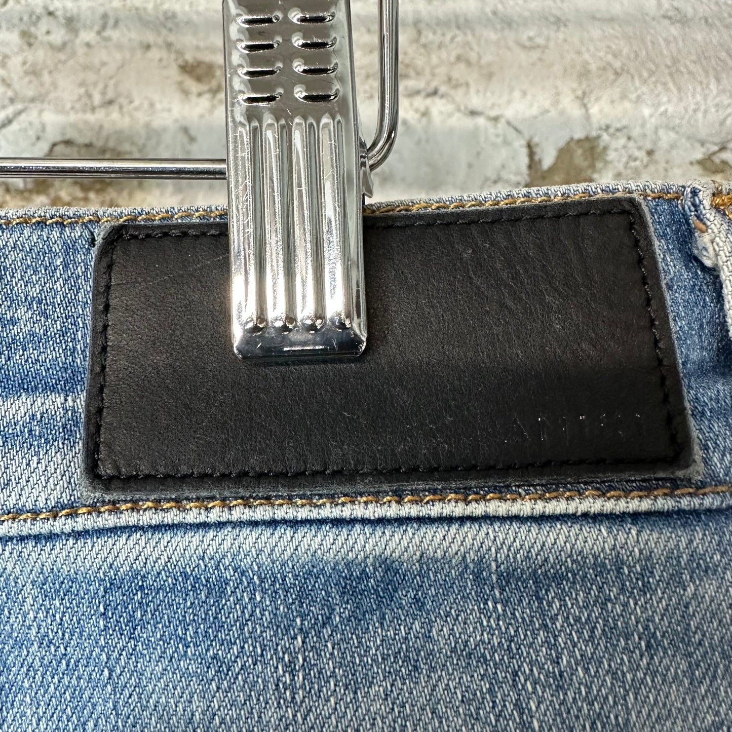 Amiri MX1 Marble Patch Blue Denim Jeans Sz 33