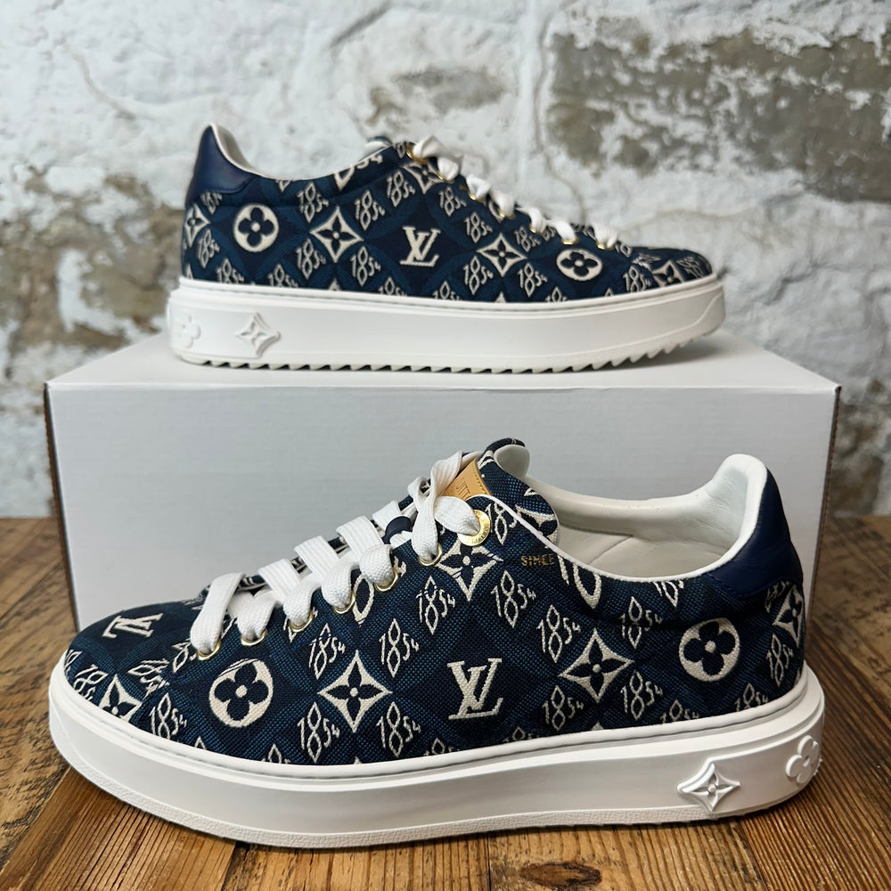 Louis Vuitton Denim Monogram White TIme Out Sneaker Sz 8 (41)