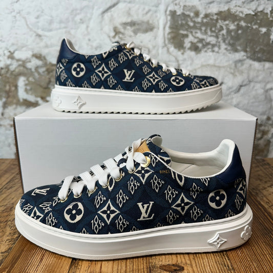Louis Vuitton Denim Monogram White TIme Out Sneaker Sz 8 (41)