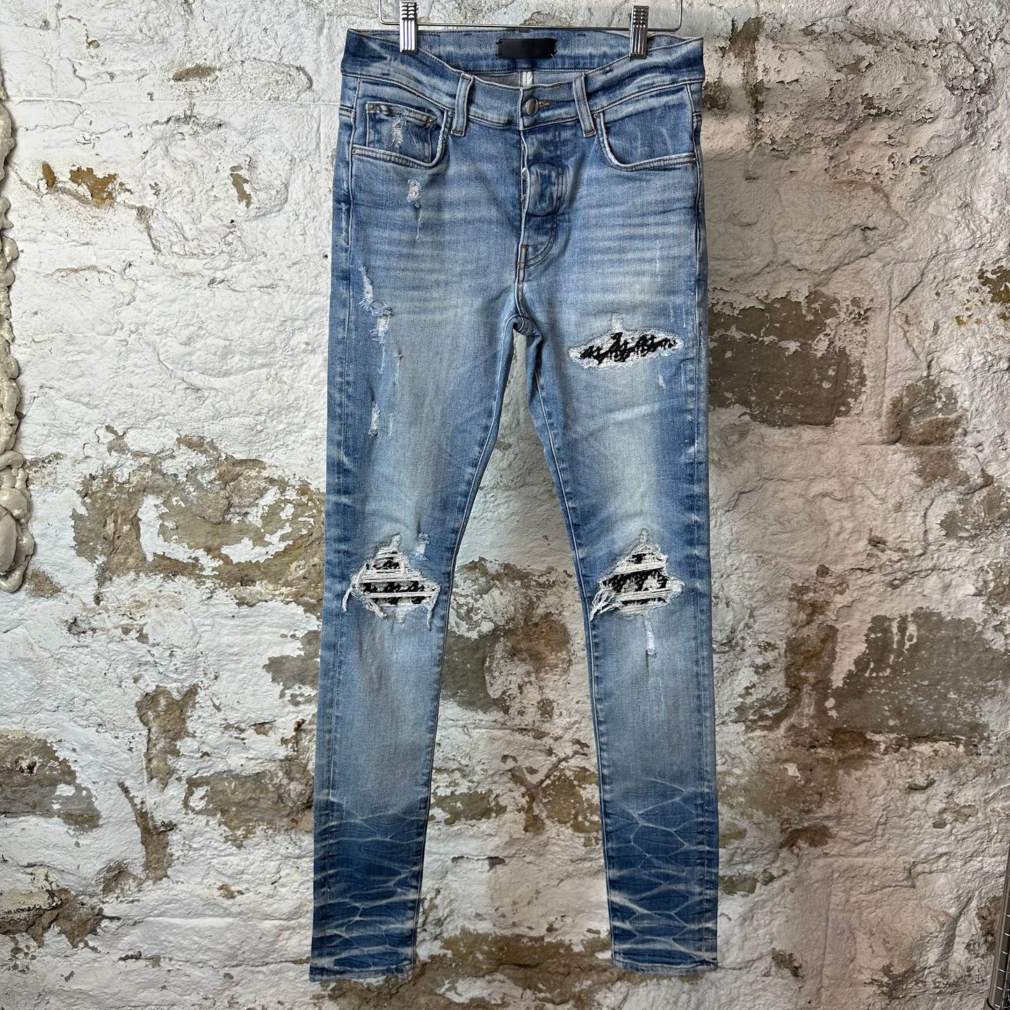 Amiri MX1 Black White Woven Blue Denim Jeans Sz 29