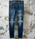 Amiri Purple Old English Dark Blue Denim Jeans Sz 34