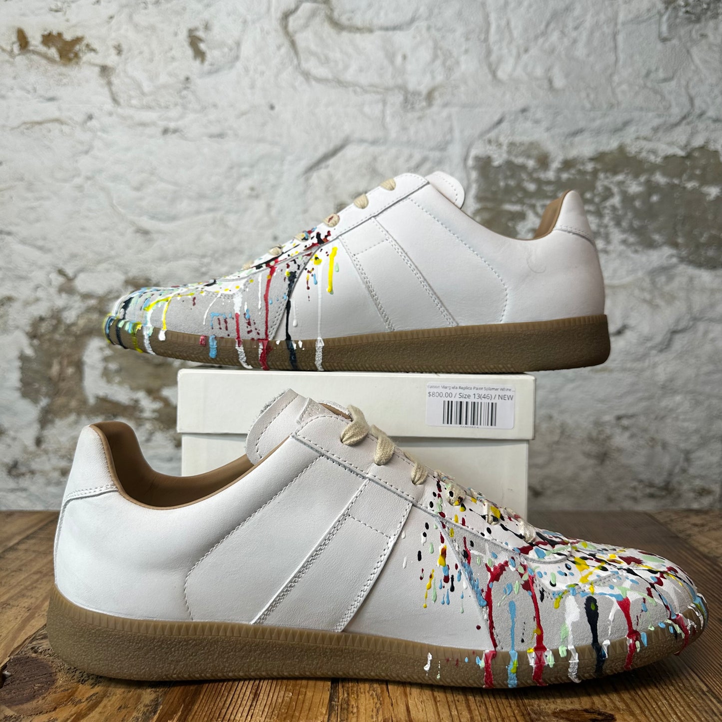 Maison Margiela Replica Paint Splatter White Sneaker Sz 13 (46) DS