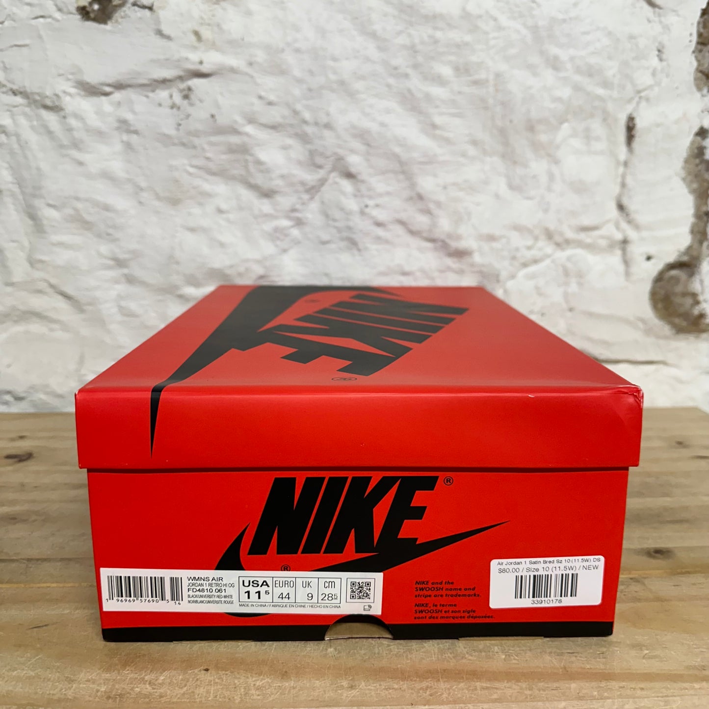 Air Jordan 1 High Satin Bred Sz 10 (11.5W) DS