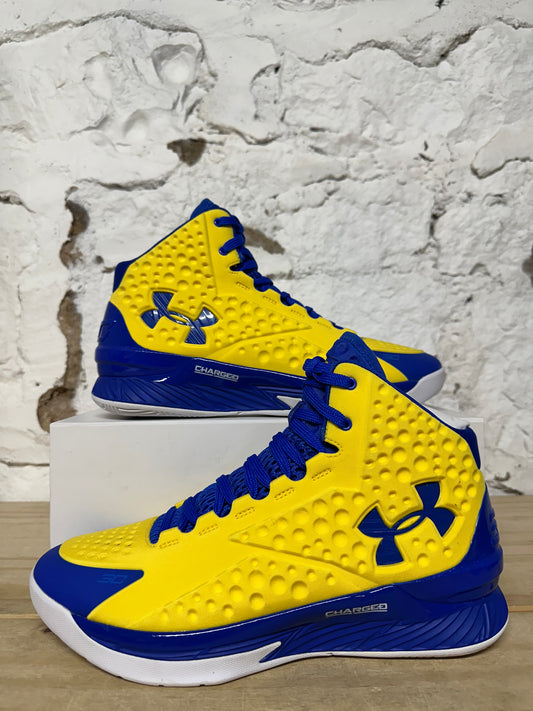Under Armour Curry 1 Icon Custom Yellow Blue Sz 10 DS