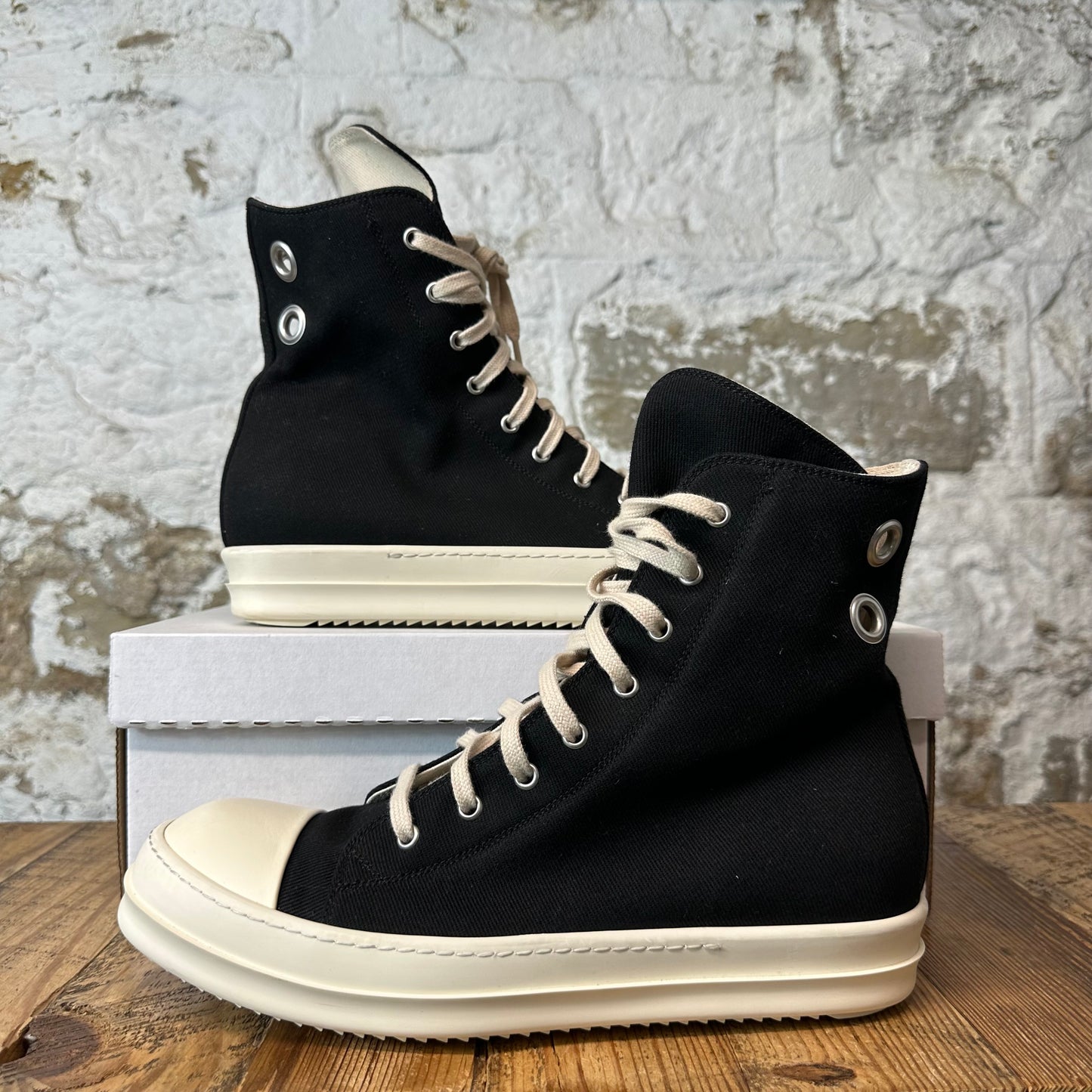 Rick Owens High Lido Black Milk Sneaker Sz 10.5 (43.5)
