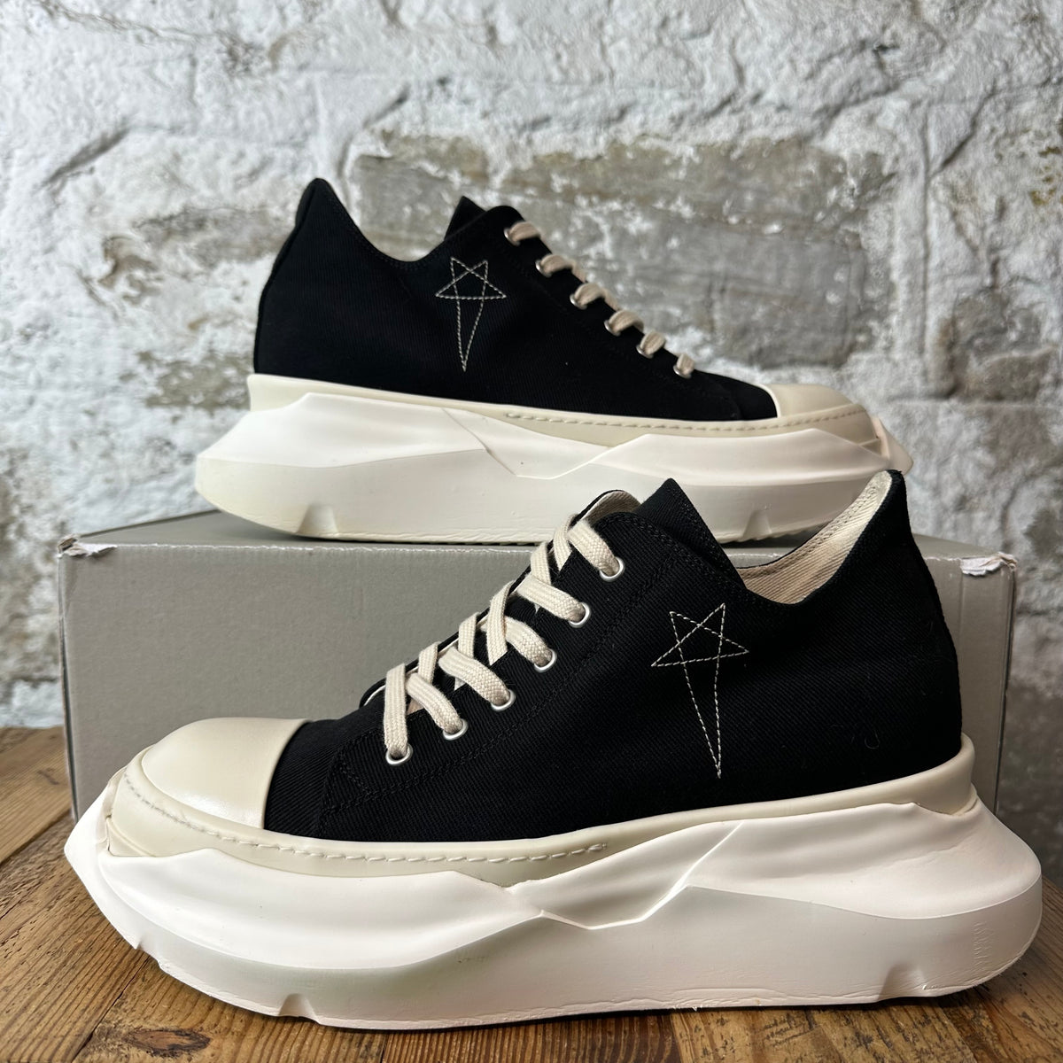 Rick Owens Pentastitch Abstract Black Milk Sneaker Sz 10.5 (43.5)