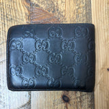 Gucci Dark Brown Embossed Monogram Bifold Wallet