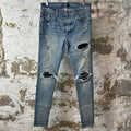 Amiri MX1 Black Suede Blue Denim Jeans Sz 31