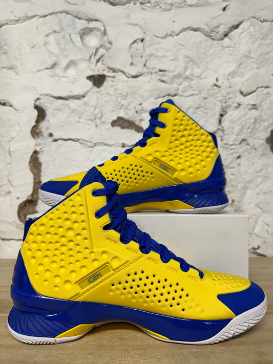 Under Armour Curry 1 Icon Custom Yellow Blue Sz 10 DS
