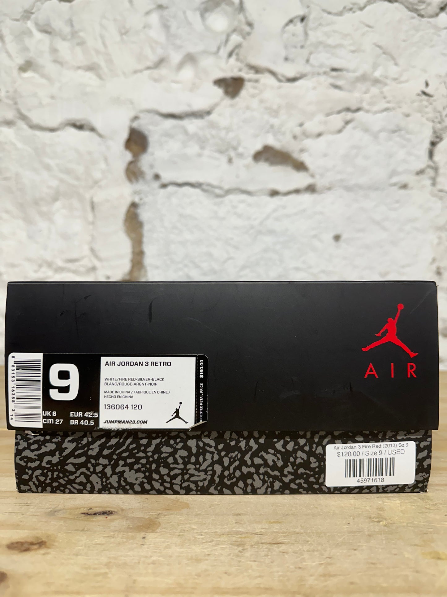 Air Jordan 3 Fire Red (2013) Sz 9