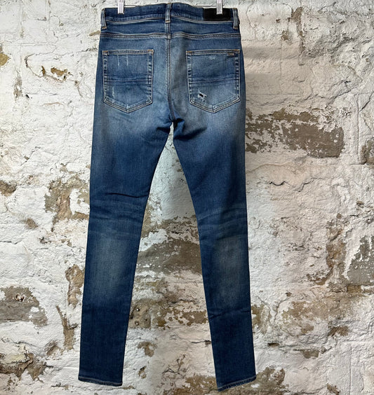 Amiri MX1 Red Paisley Dark Blue Denim Jeans Sz 32