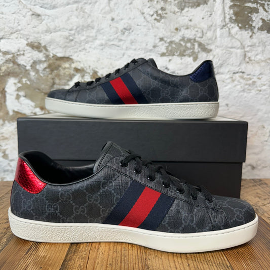 Gucci Black Monogram Red Tab Ace Sneaker Sz 10