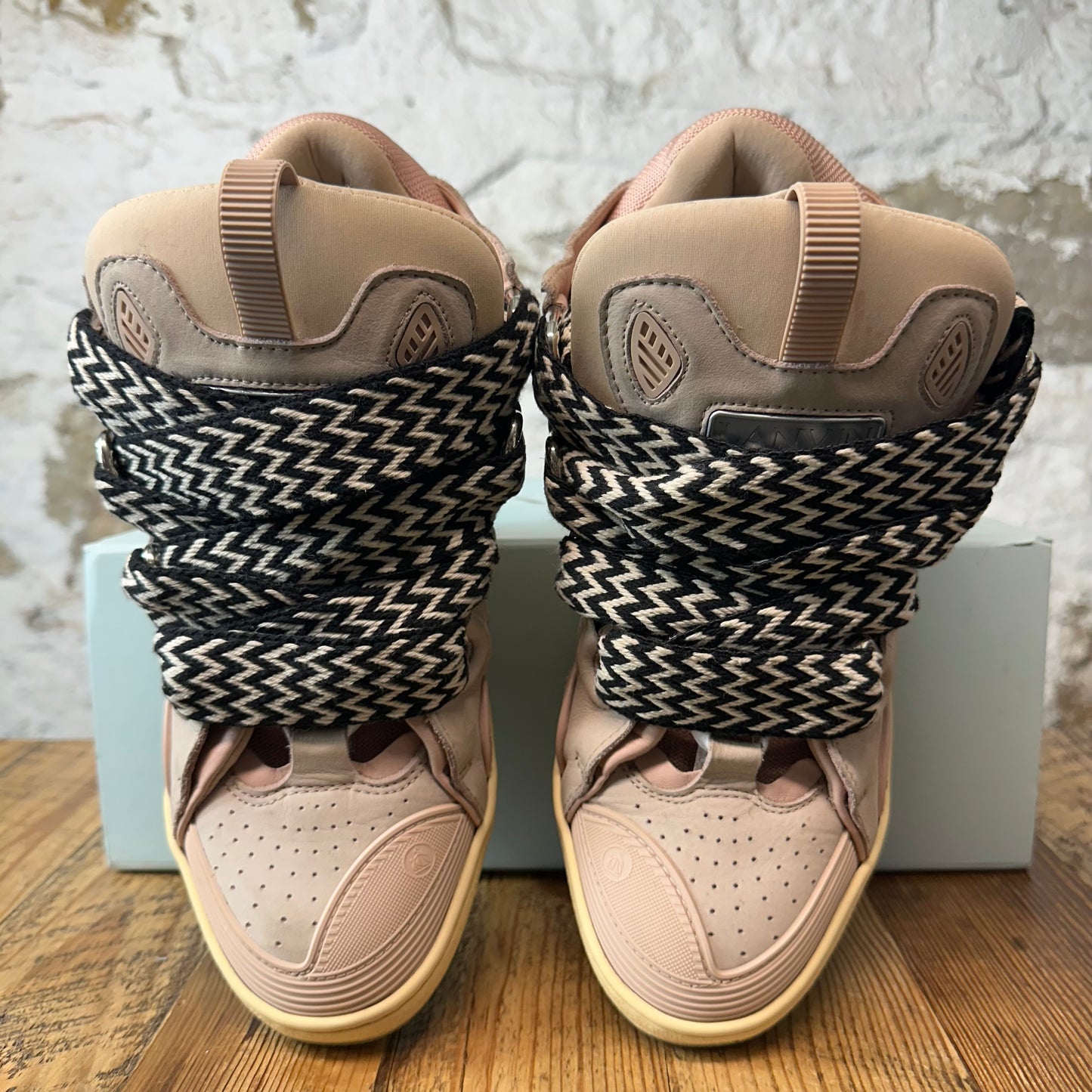 Lanvin Curb Black White Lace Pink Sneaker Sz 10 (43)