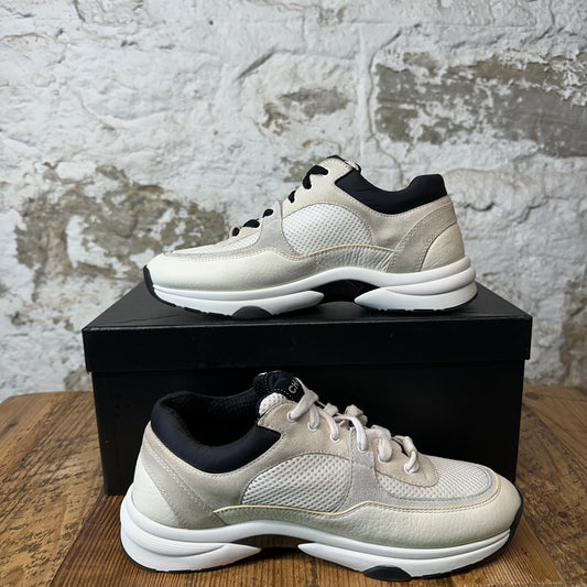 Chanel Black CC Cream White Trainer Sneaker Sz 6 (38.5)