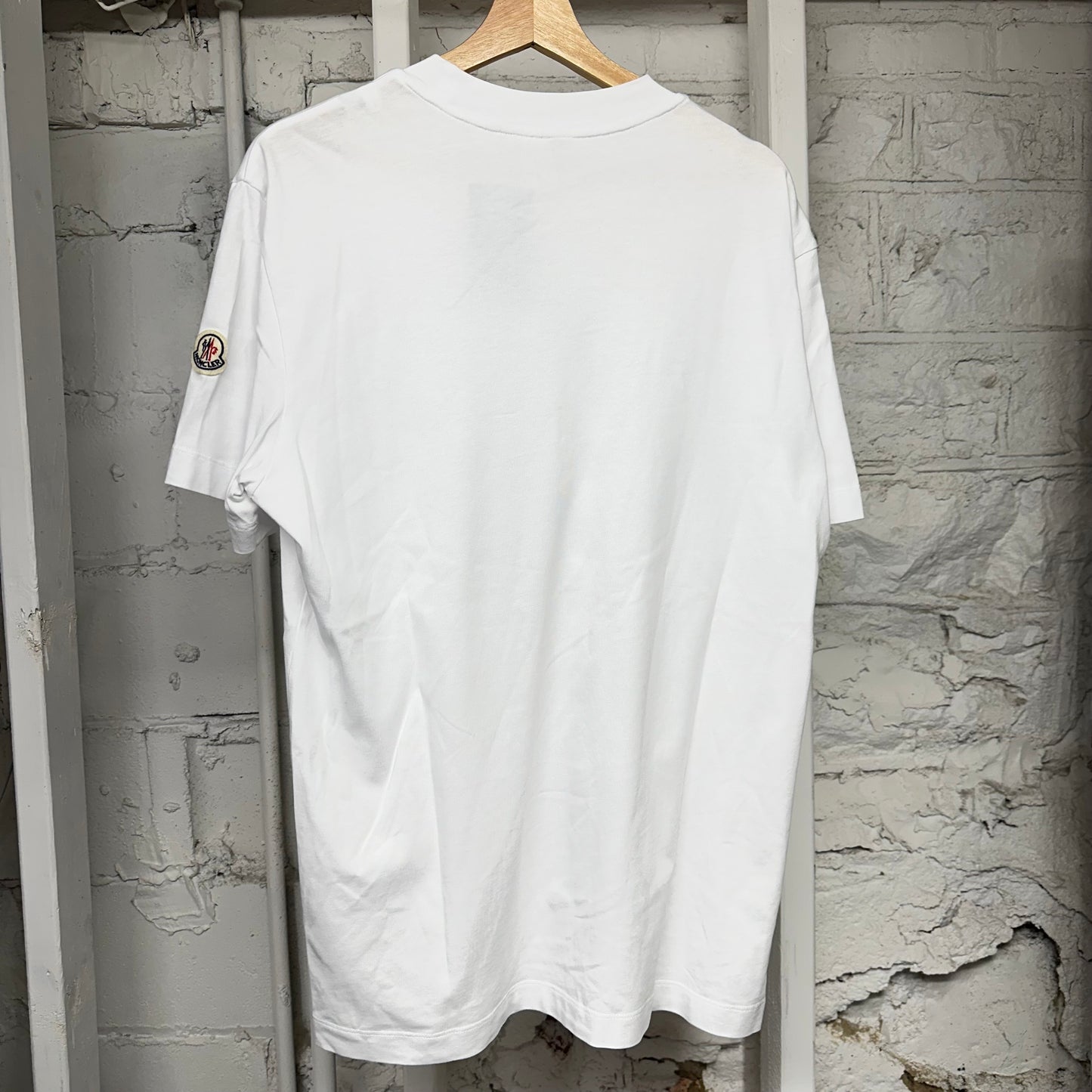 Moncler Checker Logo White T-Shirt Sz M