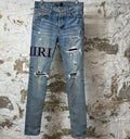Amiri Purple Old English Blue Denim Jeans Sz 31