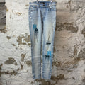 Amiri AM Paint Drip Blue Denim Jeans