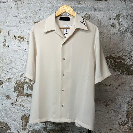 Amiri Collar Spell Alabaster Camp Button Up Cream Sz M DS
