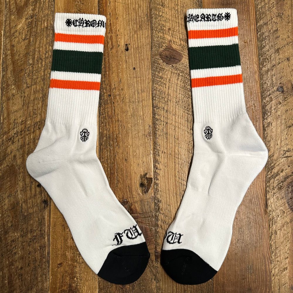 Chrome Hearts Green Orange Stripe White Socks DS