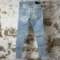 Amiri MX1 Yellow Suede Light Blue Denim Jeans Sz 28