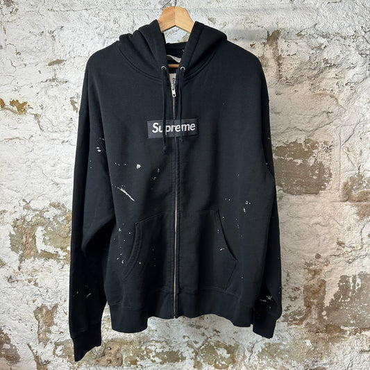 Supreme Maison Margiela Box Logo Black Zip Up Hoodie Sz L