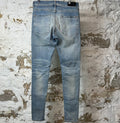 Amiri MX1 Cream Suede Blue Denim Jeans Sz 33