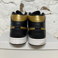 Air Jordan 1 Mid Black Metallic gold Sz 12