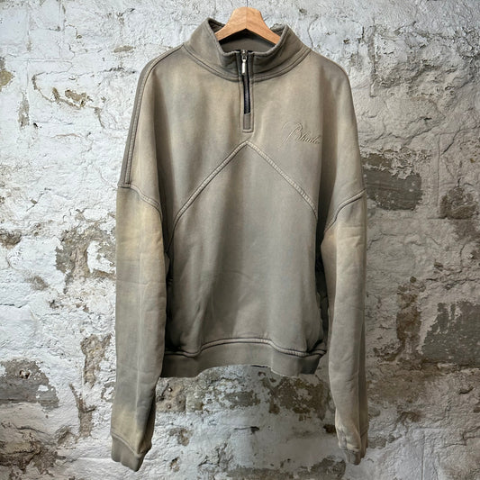 Rhude Script 1/4 Zip Crewneck Sand Sz XL