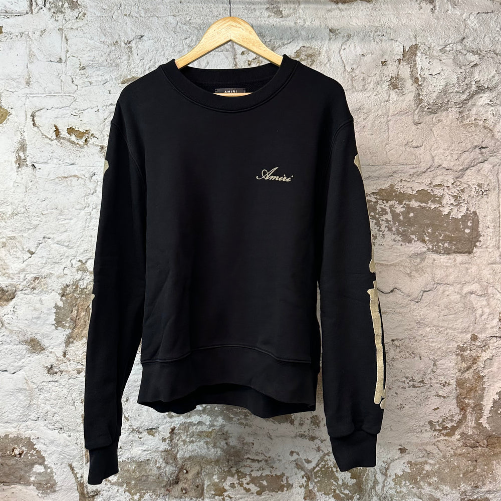 Amiri Cream Bone Sleeve Crewneck Black Sz L