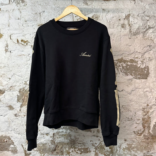 Amiri Cream Bone Sleeve Crewneck Black Sz L