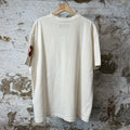 Amiri Red Velour Flocked Spell Cream T-Shirt Sz M