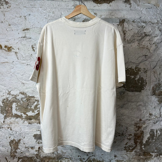 Amiri Red Velour Flocked Spell Cream T-Shirt Sz M
