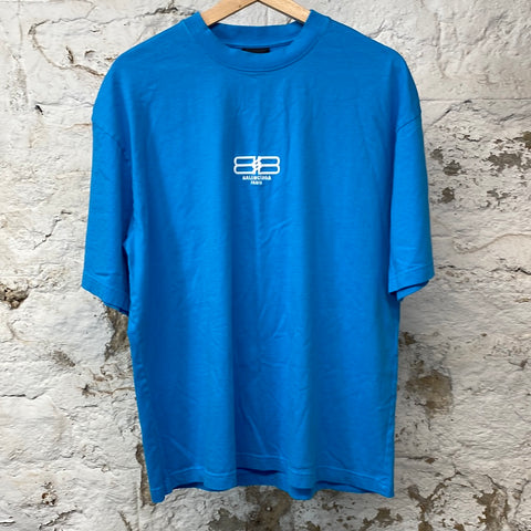 Balenciaga BB Logo T-shirt Blue Sz S