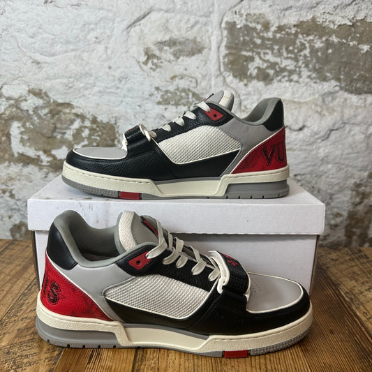 Louis Vuitton Black Grey Red Strap Trainer Sneaker Sz 9.5 (8LV)