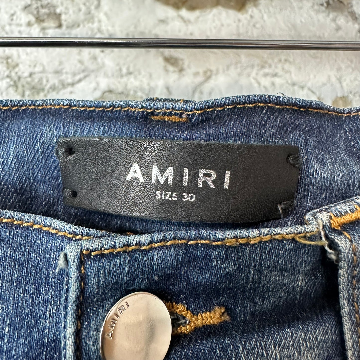 Amiri MX1 Blue Plaid Flannel Dark Blue Denim Jeans Sz 30