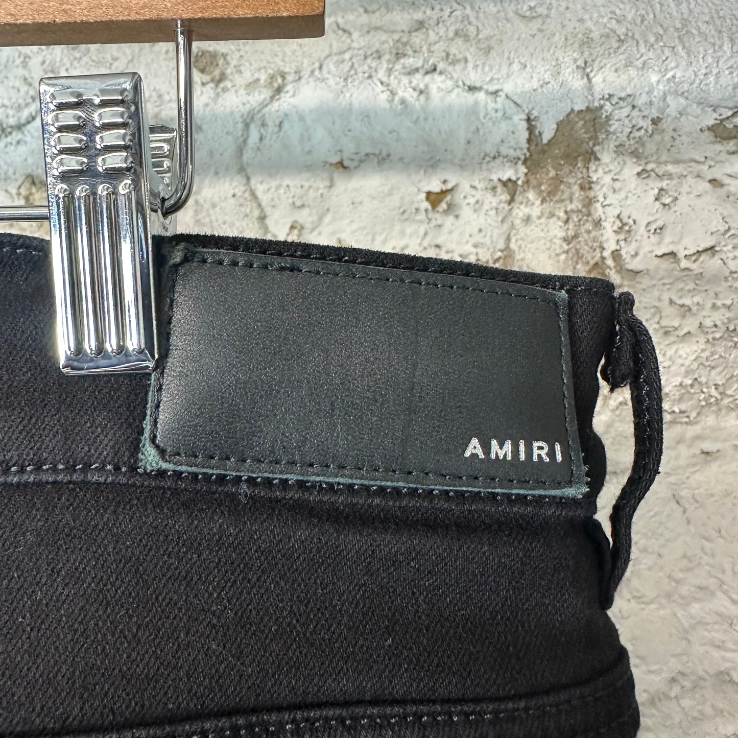 Amiri MX1 Black Leather Thrasher Black Denim Jeans Sz 38