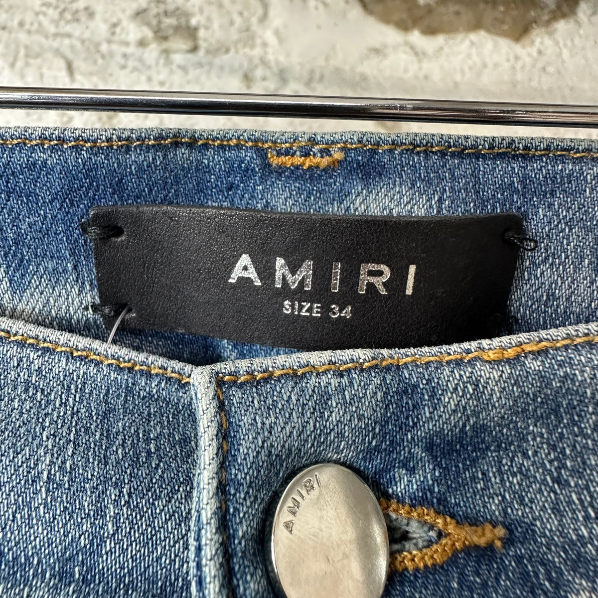 Amiri MX1 Indigo Paisley Blue Denim Jeans Sz 34