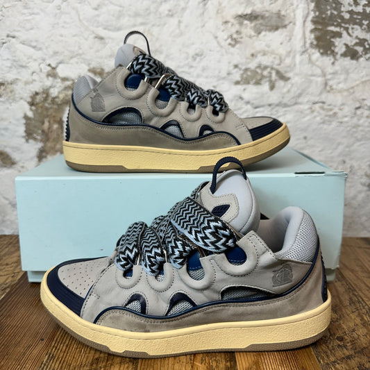 Lanvin Curb Blue Black Lace Gray Sneaker Sz 8 (41)