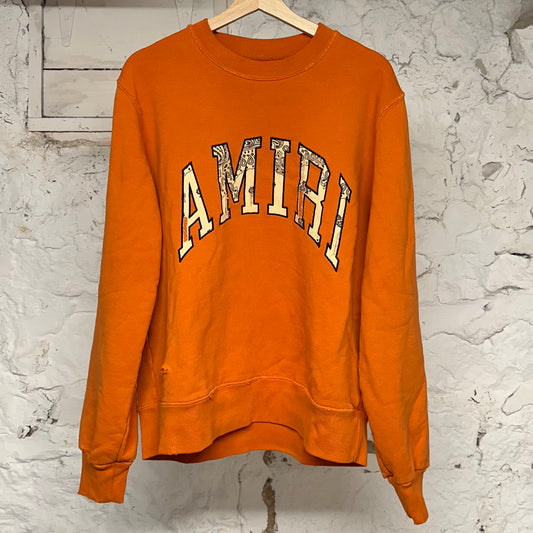 Amiri Paisley Spellout Orange Crewneck Sz S