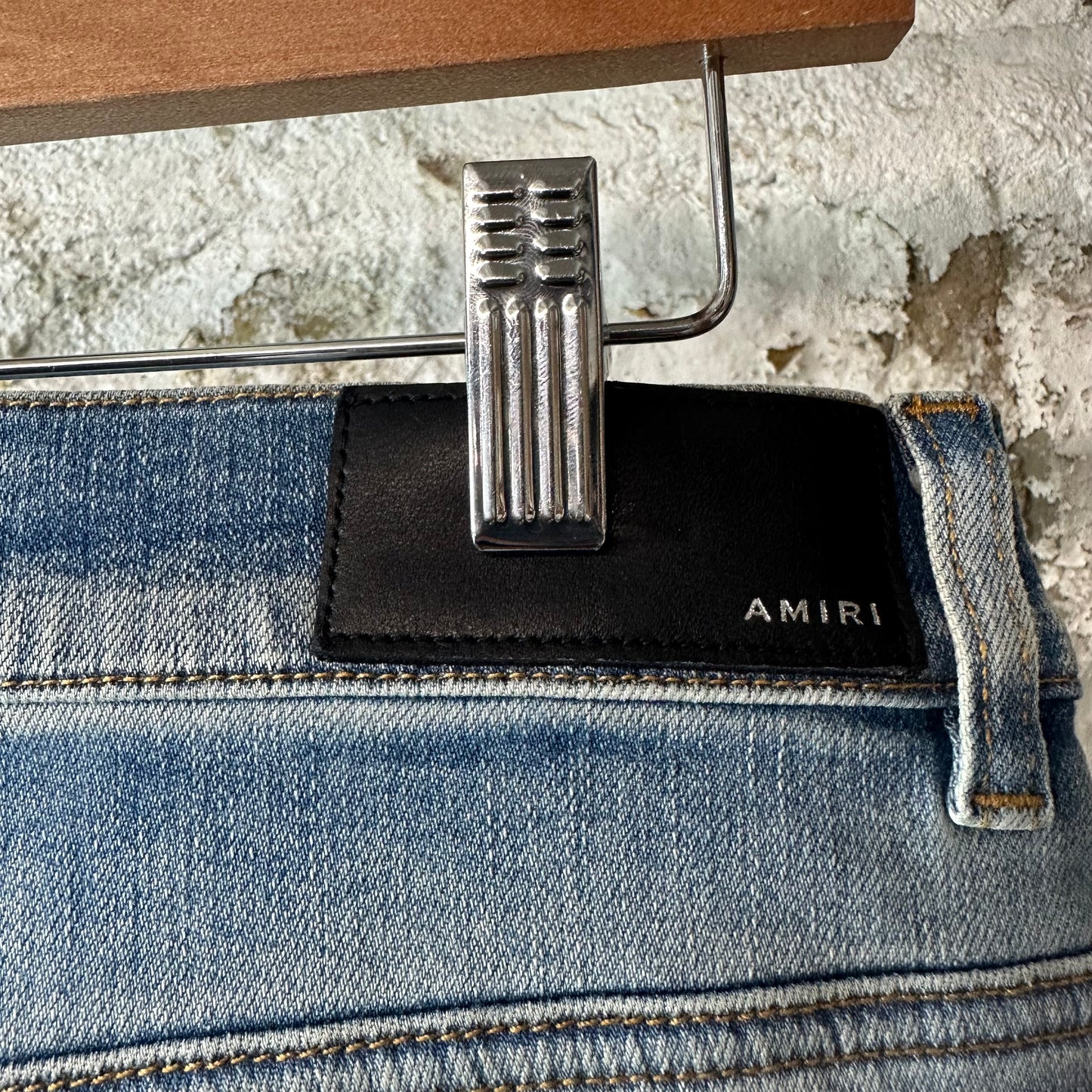 Amiri MX1 Cracked Orange Blue Denim Jeans Sz 32