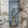 Amiri MX1 Camo Spell Blue Denim Jeans Sz 32