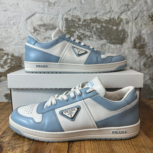 Prada Downtown Leather Blue White Sneaker Sz 10.5