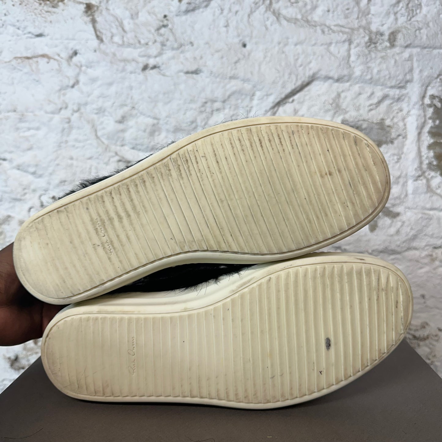 Rick Owens High Black Pony Hair Milk Sneaker Sz 10 (43)